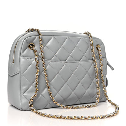 Chanel Shiny Lambskin Quilted Medium Camera Case Grey 3 of 10