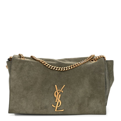 Saint Laurent Smooth Calfskin Suede Medium Reversible Monogram Kate Satchel Olive 1 of 18