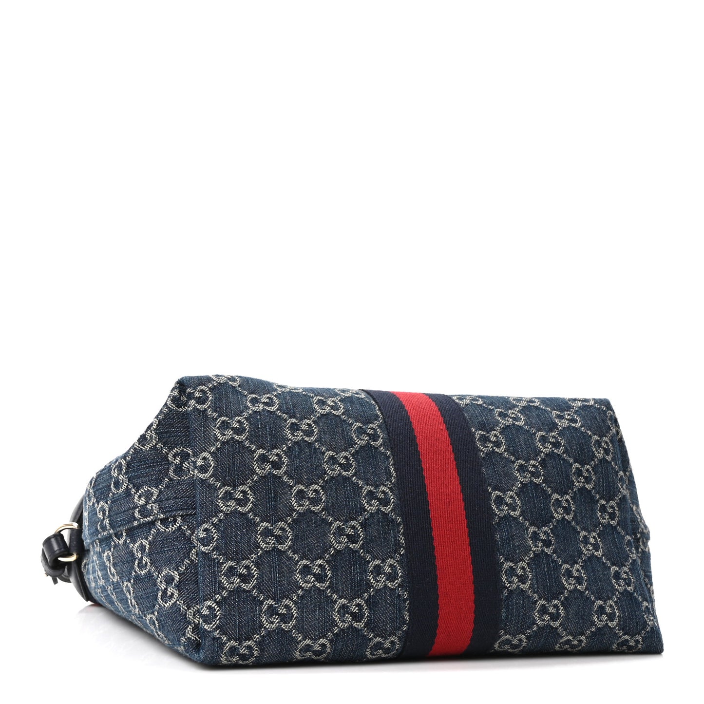 Denim GG Monogram Web Small Giglio Tote Blue White
