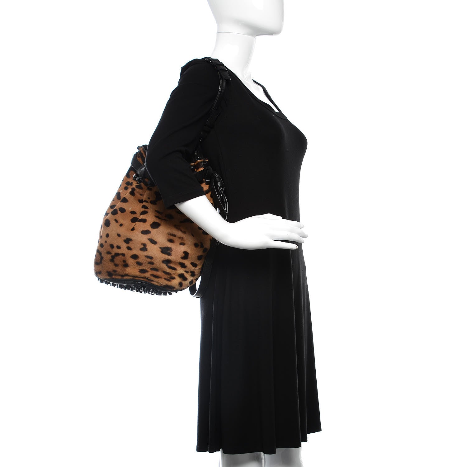 Alexander Wang Pebbled Lambskin Pony Hair Leopard Diego Bucket Bag Black Hardware 2 of 23
