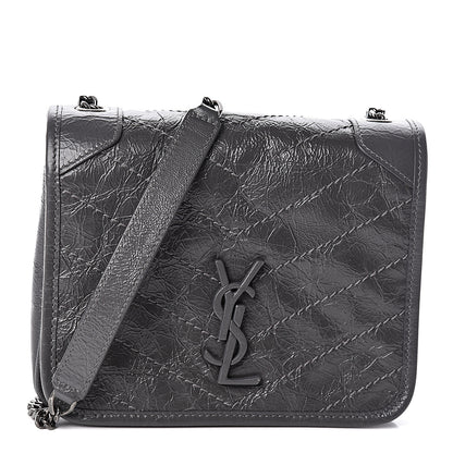 Saint Laurent Crinkled Calfskin Matelasse Monogram Niki Chain Wallet Storm 1 of 9