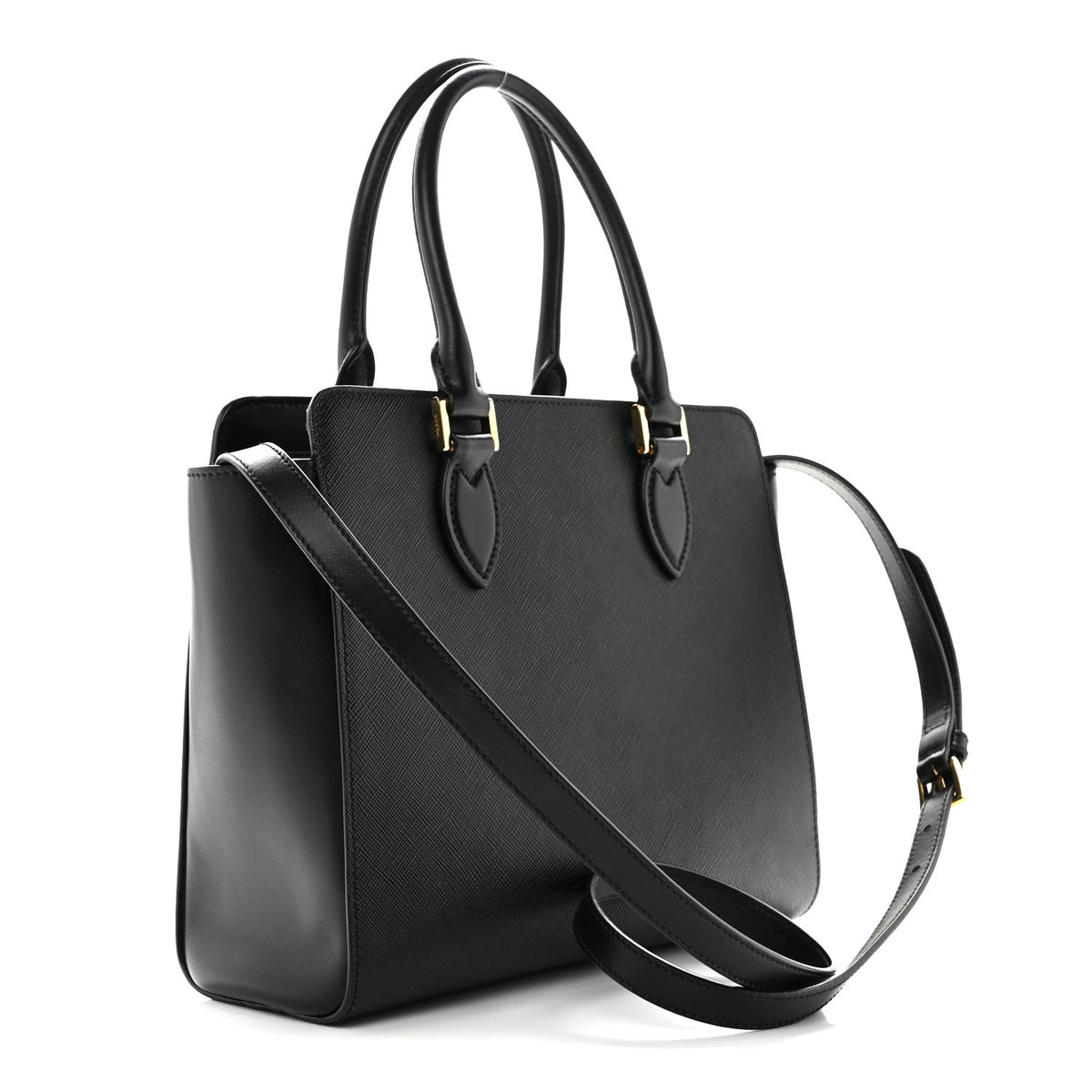 Prada Saffiano Soft Calfskin Small Zippered Tote Black 3 of 9