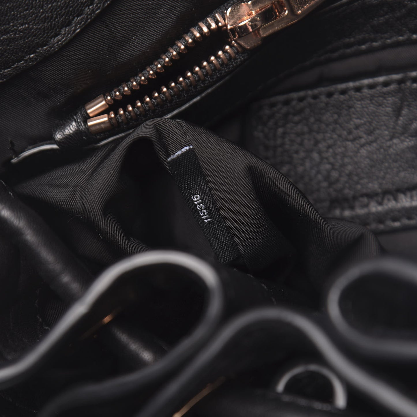 Pebbled Lambskin Diego Bucket Black Rose Gold Hardware