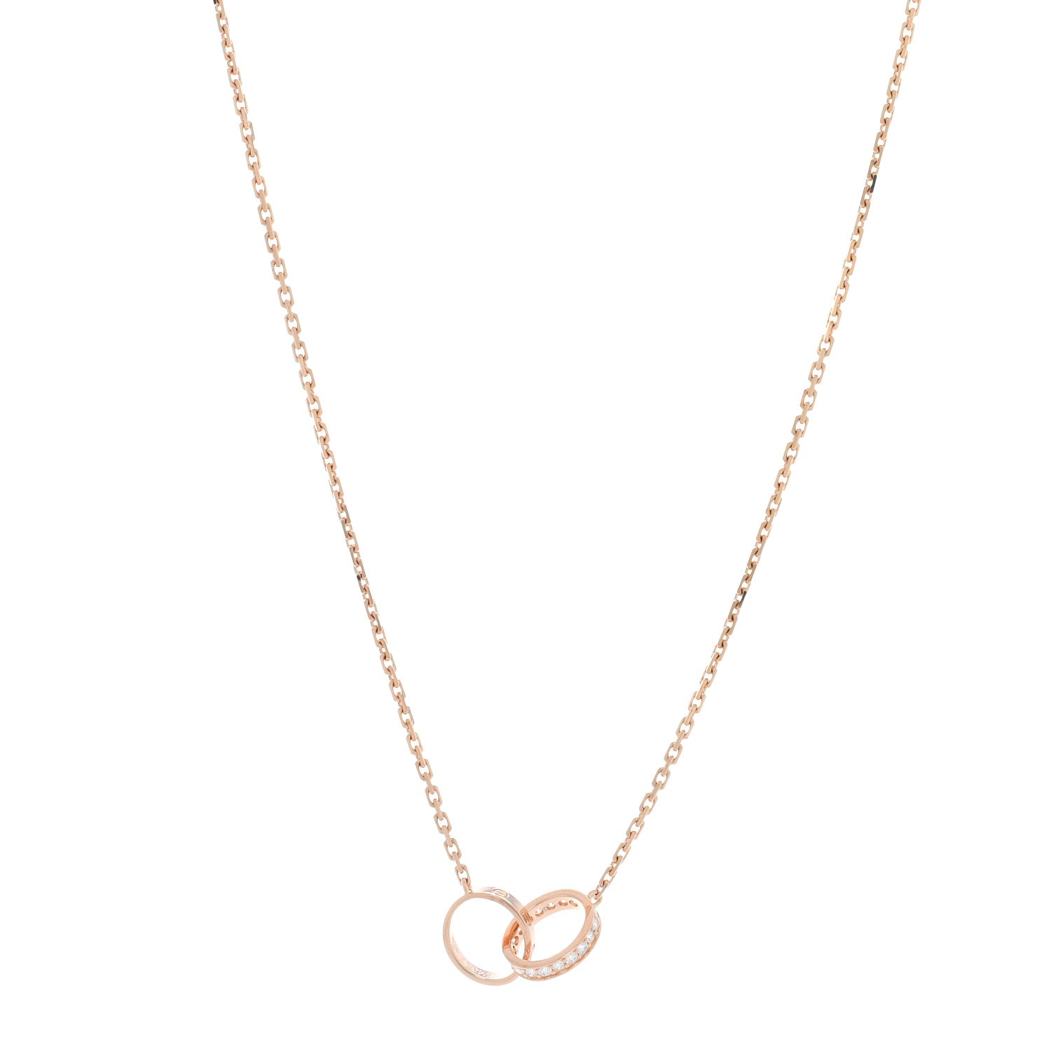 Cartier 18K Pink Gold Diamond Interlocking LOVE Necklace 1 of 5