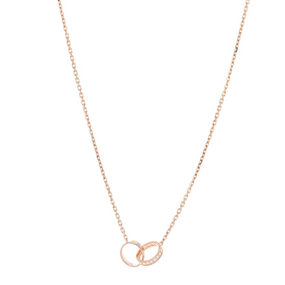Cartier 18K Pink Gold Diamond Interlocking LOVE Necklace 1 of 5