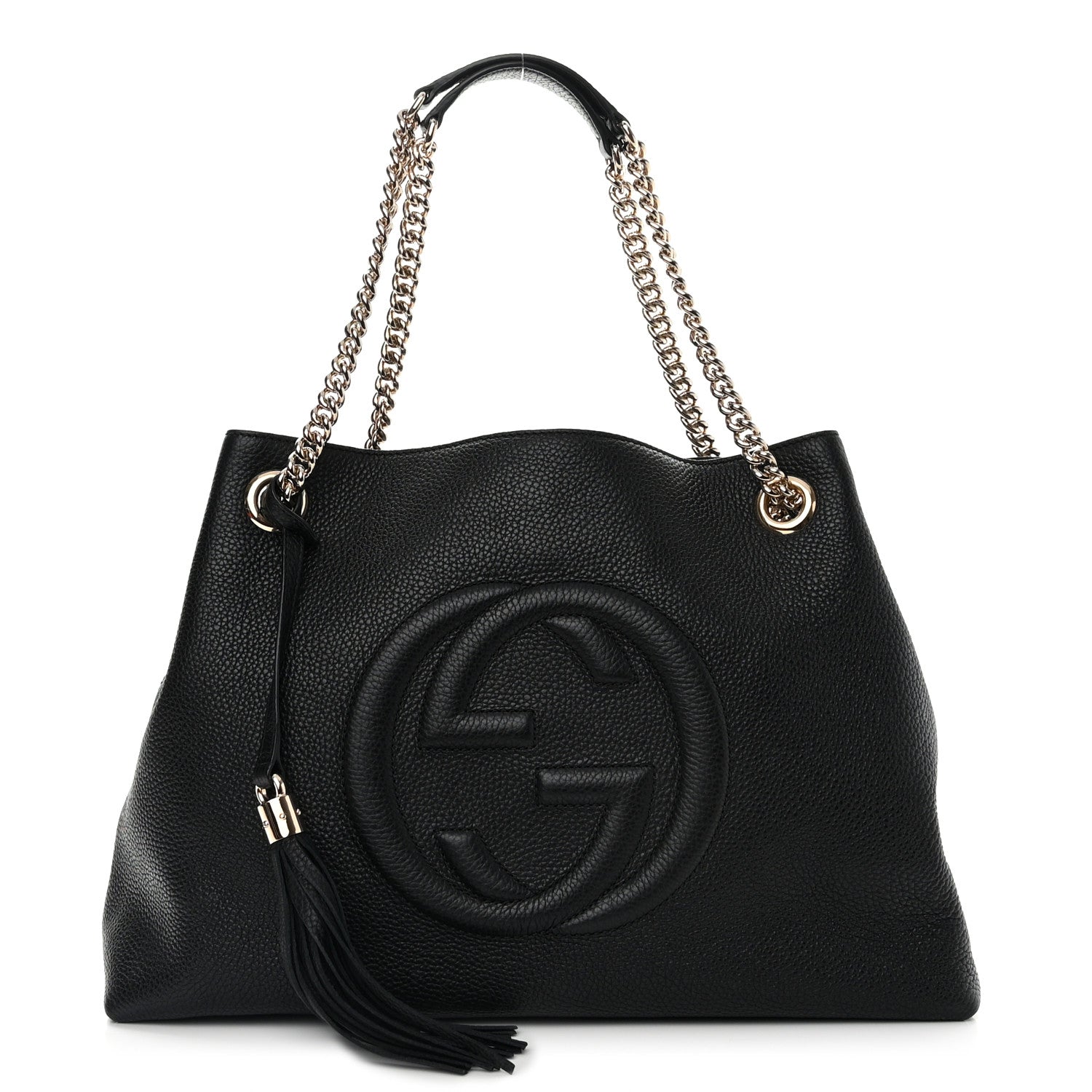 Gucci Pebbled Calfskin Medium Soho Chain Shoulder Bag Black 1 of 12