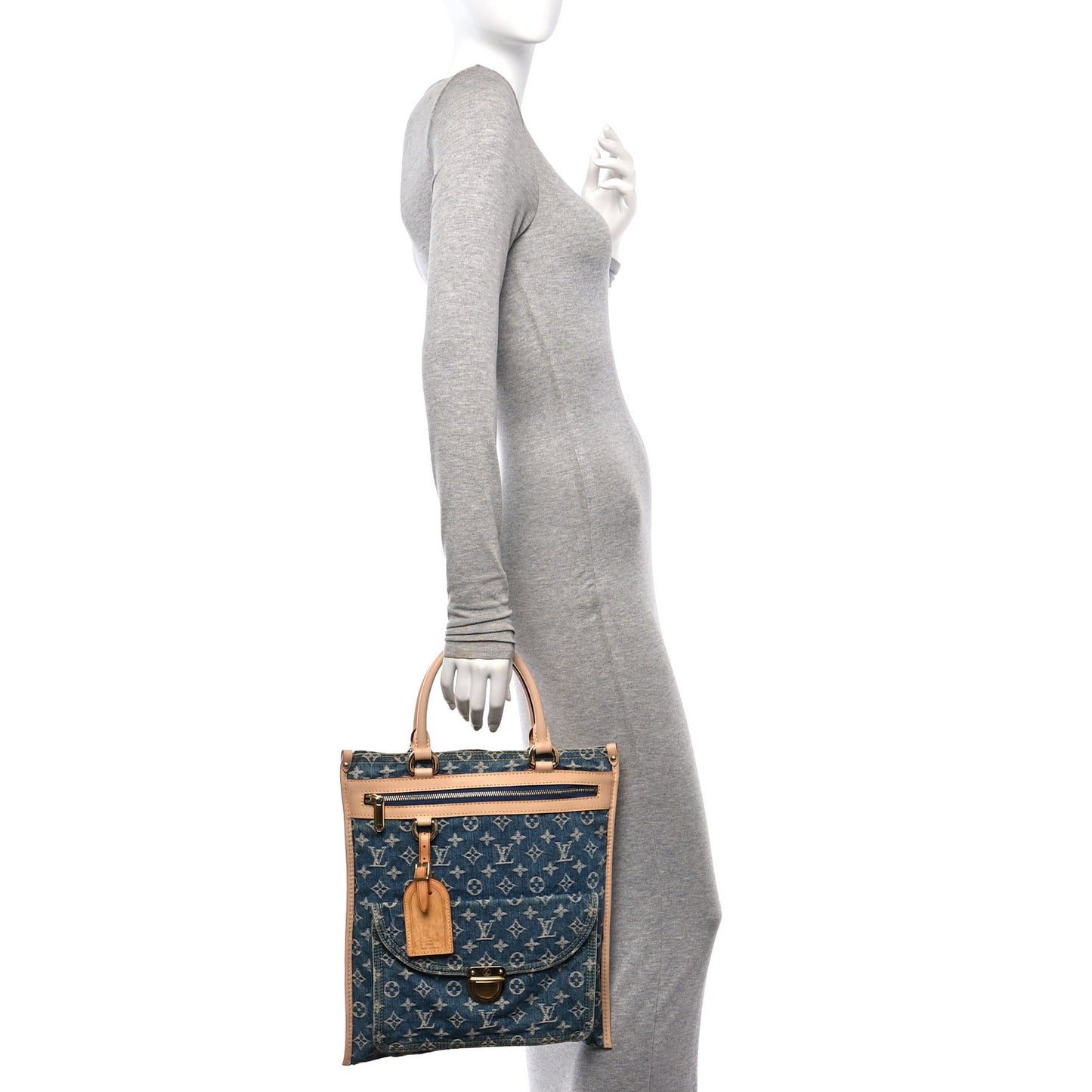 Monogram Denim Sac Plat Blue