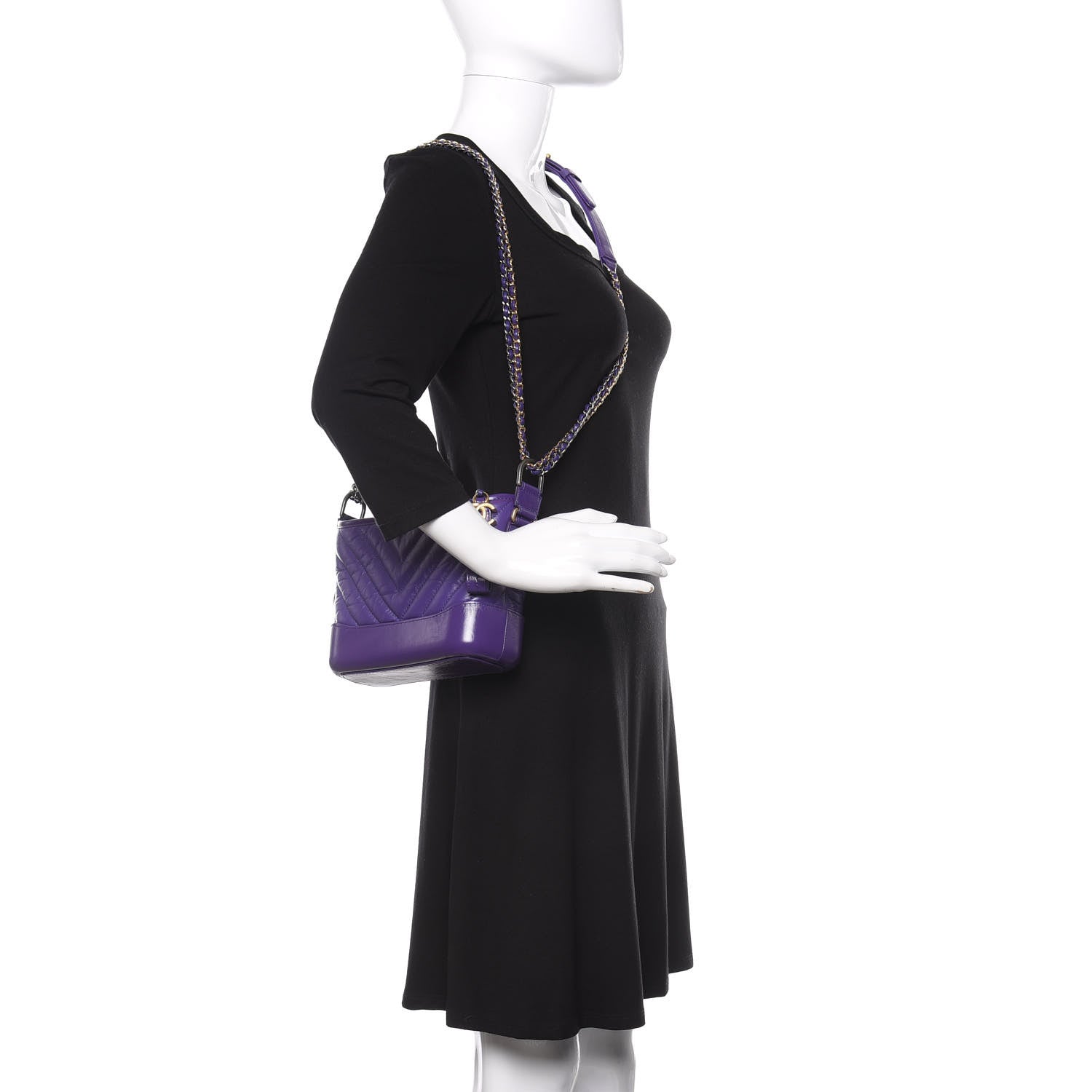 Chanel Aged Calfskin Chevron Quilted Small Gabrielle Hobo Purple 2 of 11