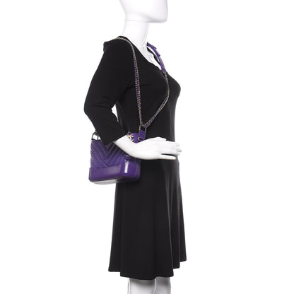 Chanel Aged Calfskin Chevron Quilted Small Gabrielle Hobo Purple 2 of 11