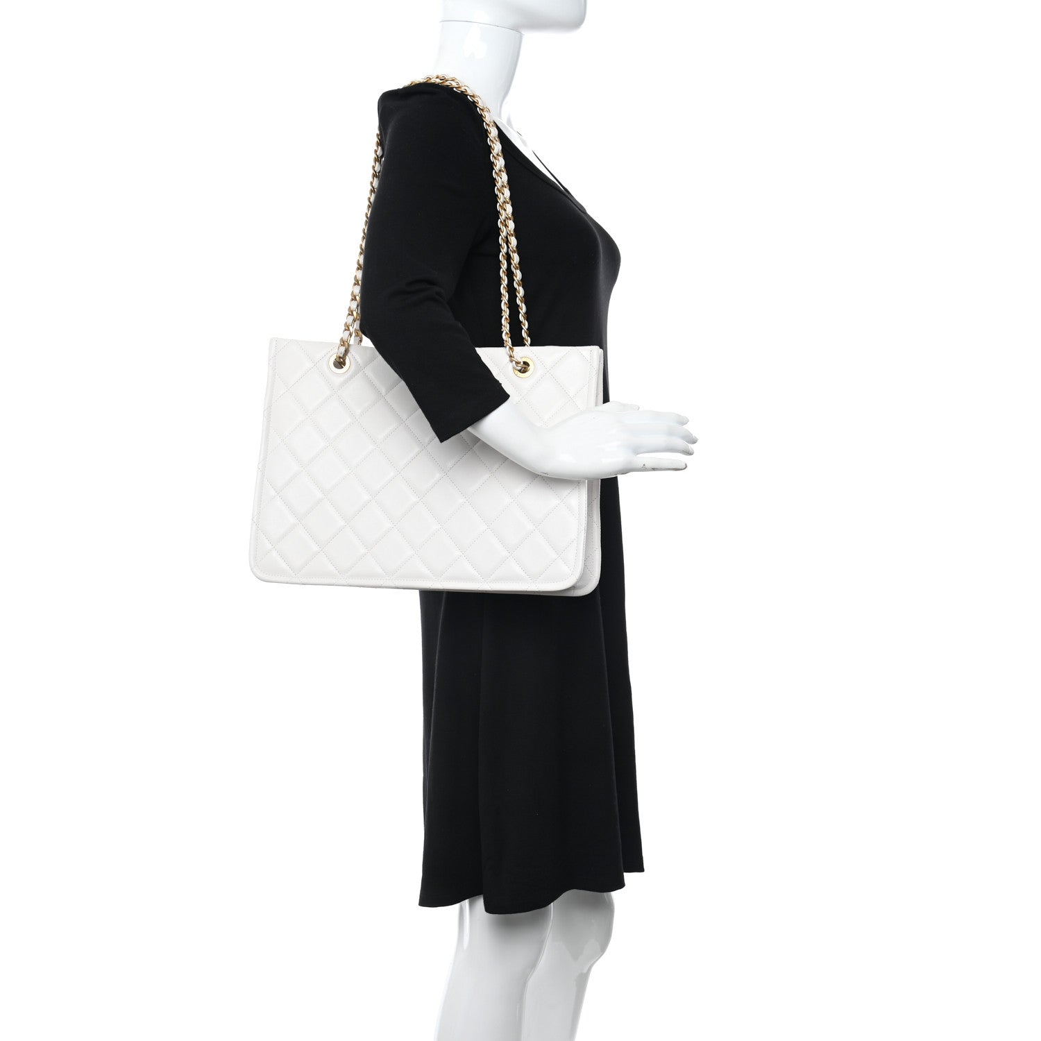 Chanel Caviar Quilted Sweet Classic Shopping Tote White 2 of 11