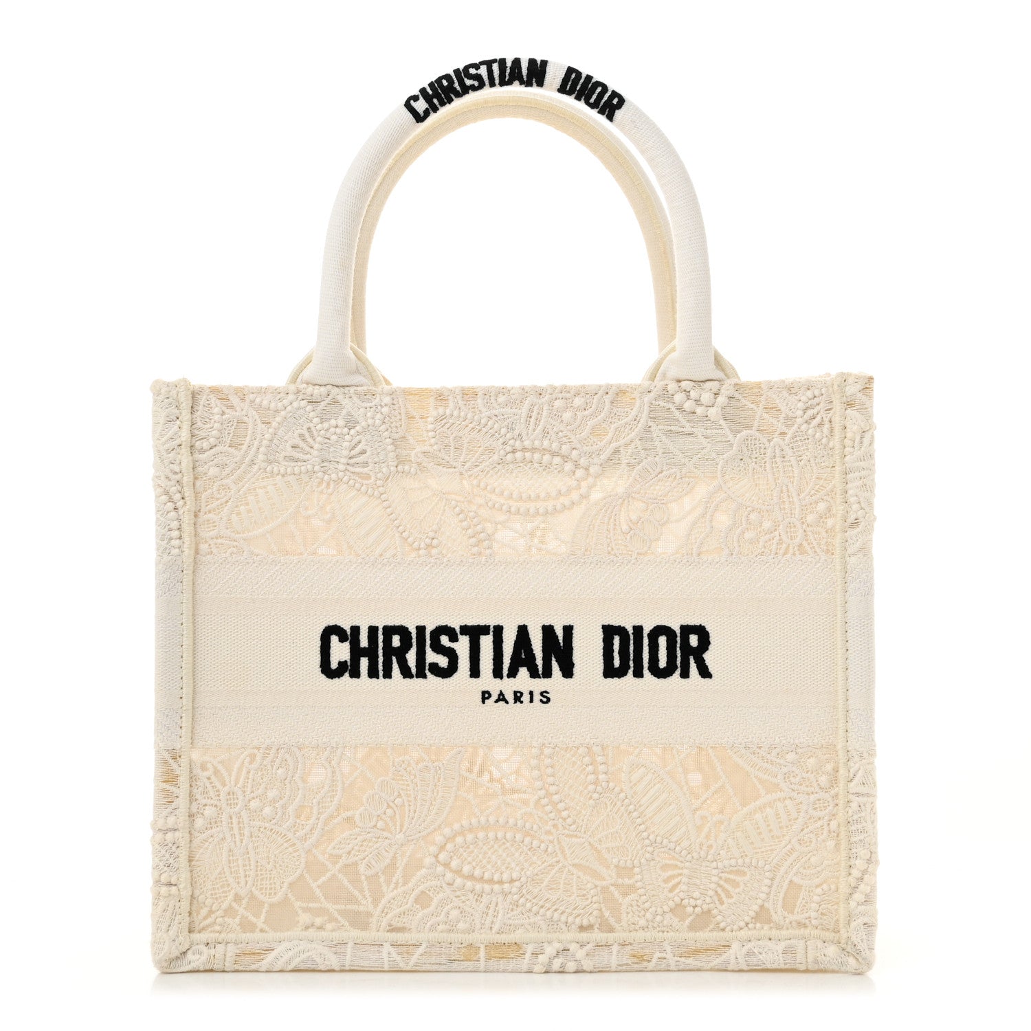 Christian Dior Embroidered 3D Macrame D-Lace Butterfly Small Book Tote White 1 of 10