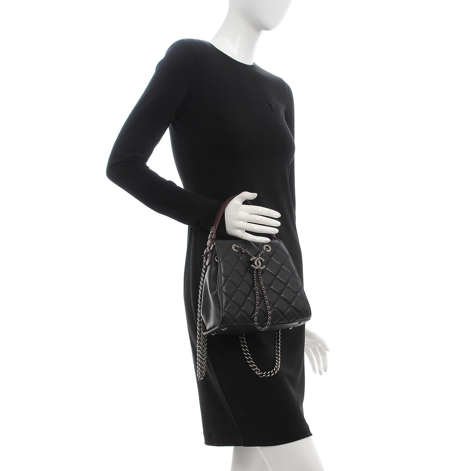 Chanel Caviar Quilted Small CC Bucket Bag Black 3 of 9