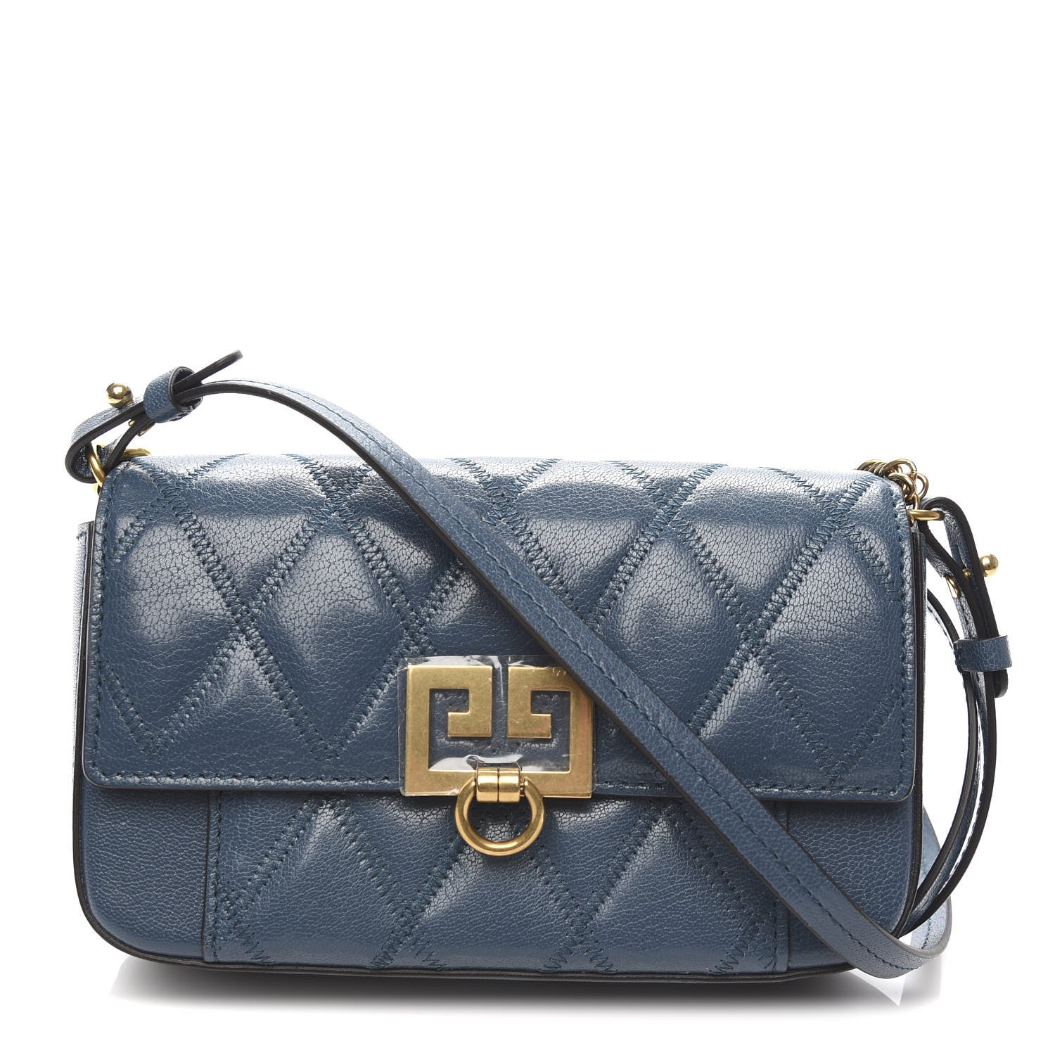 Givenchy Goatskin Quilted GV3 Mini Pocket Convertible Bag Mineral Blue 1 of 10