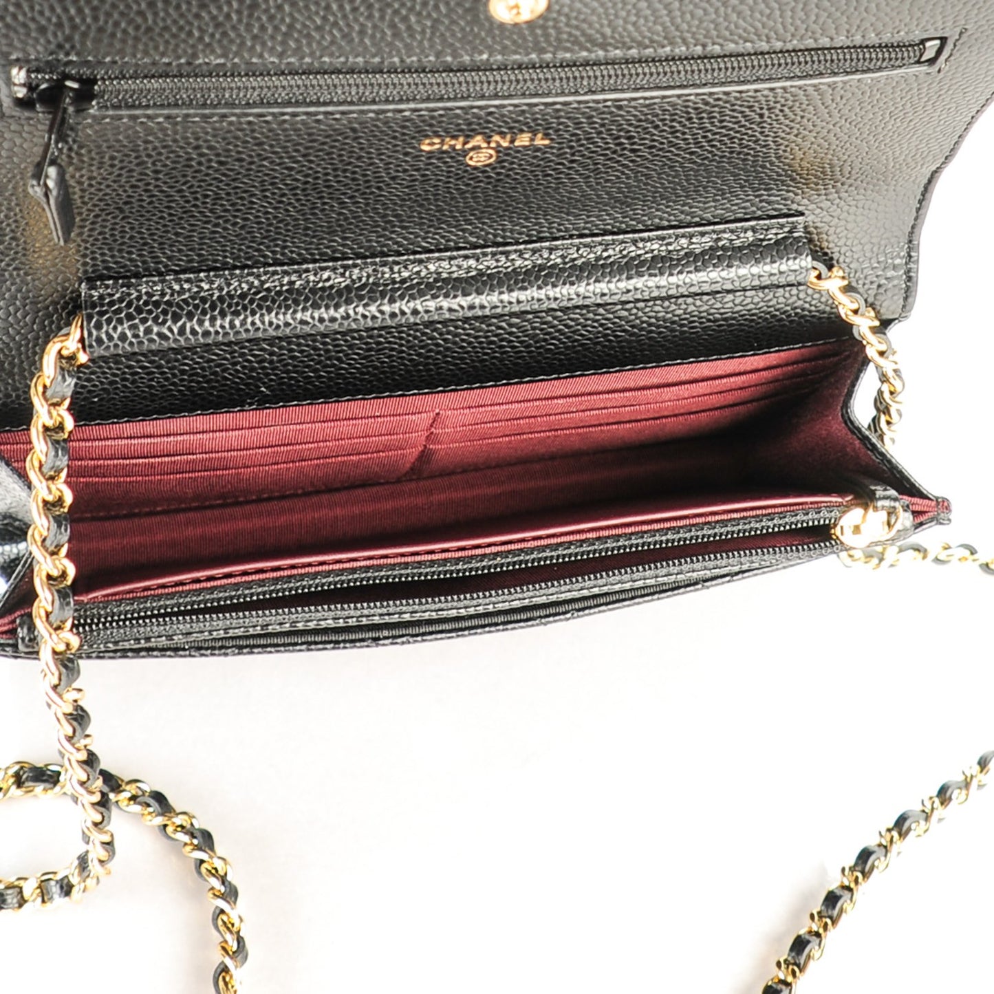 Caviar Quilted Wallet On Chain WOC Black