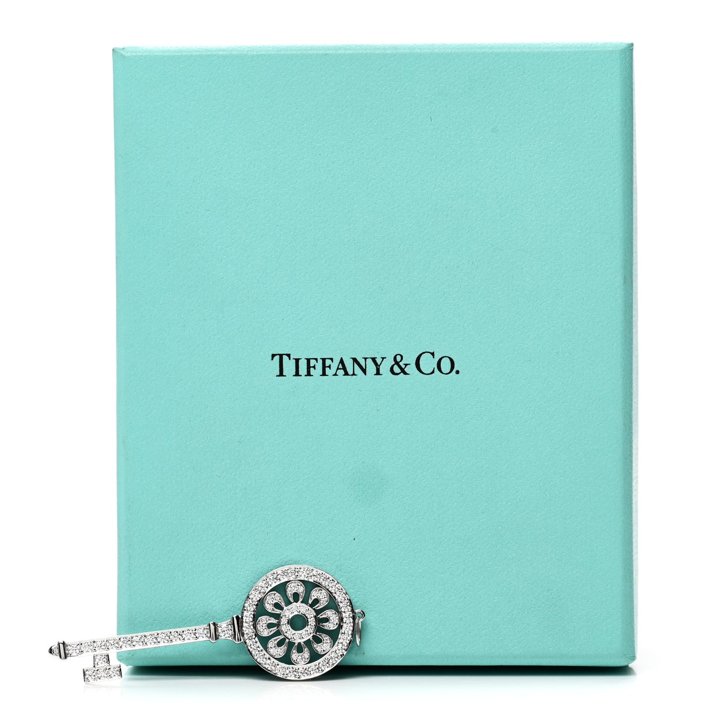 Platinum Diamond Petals Key Pendant