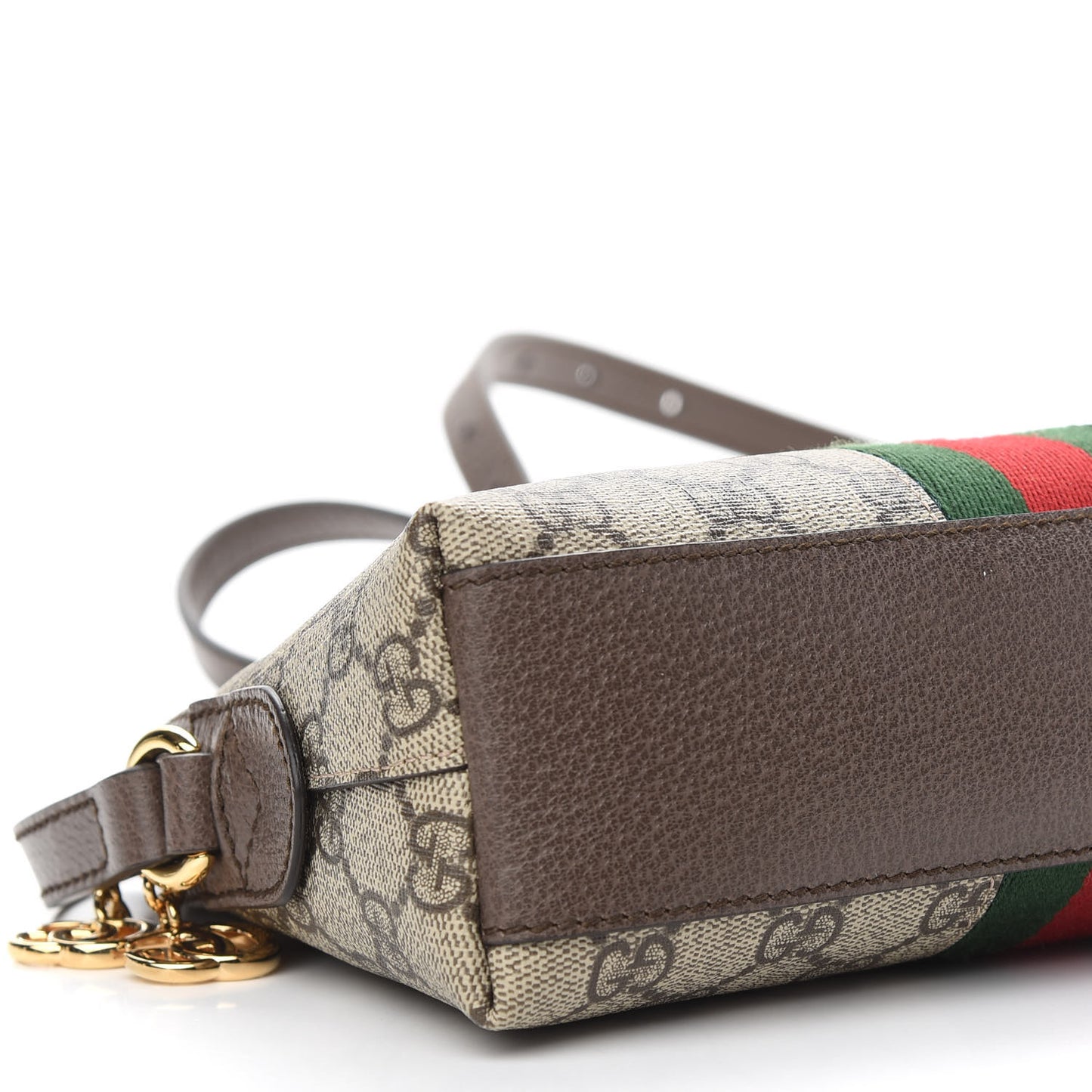 GG Supreme Monogram Textured Dollar Calfskin Web Small Ophidia Dome Shoulder Bag Beige Ebony New Acero