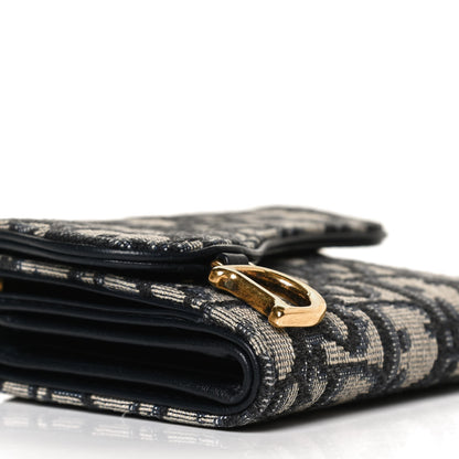 Christian Dior Oblique Saddle Lotus Wallet Blue 5 of 10