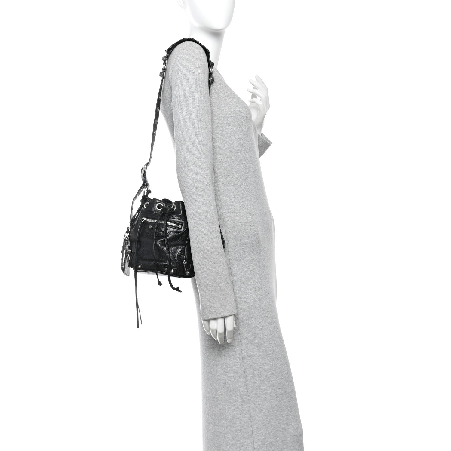 Balenciaga Agneau Arena Le Cagole Bucket Bag XS Black 2 of 9