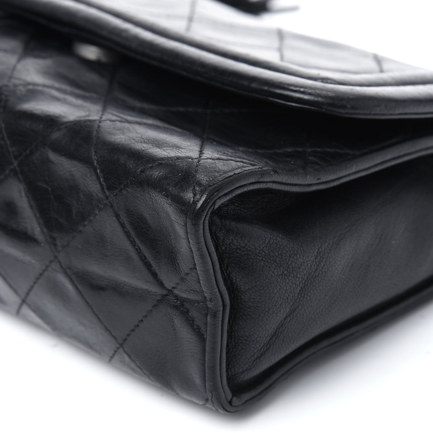 Lambskin Quilted Small Tassel Single Flap Black