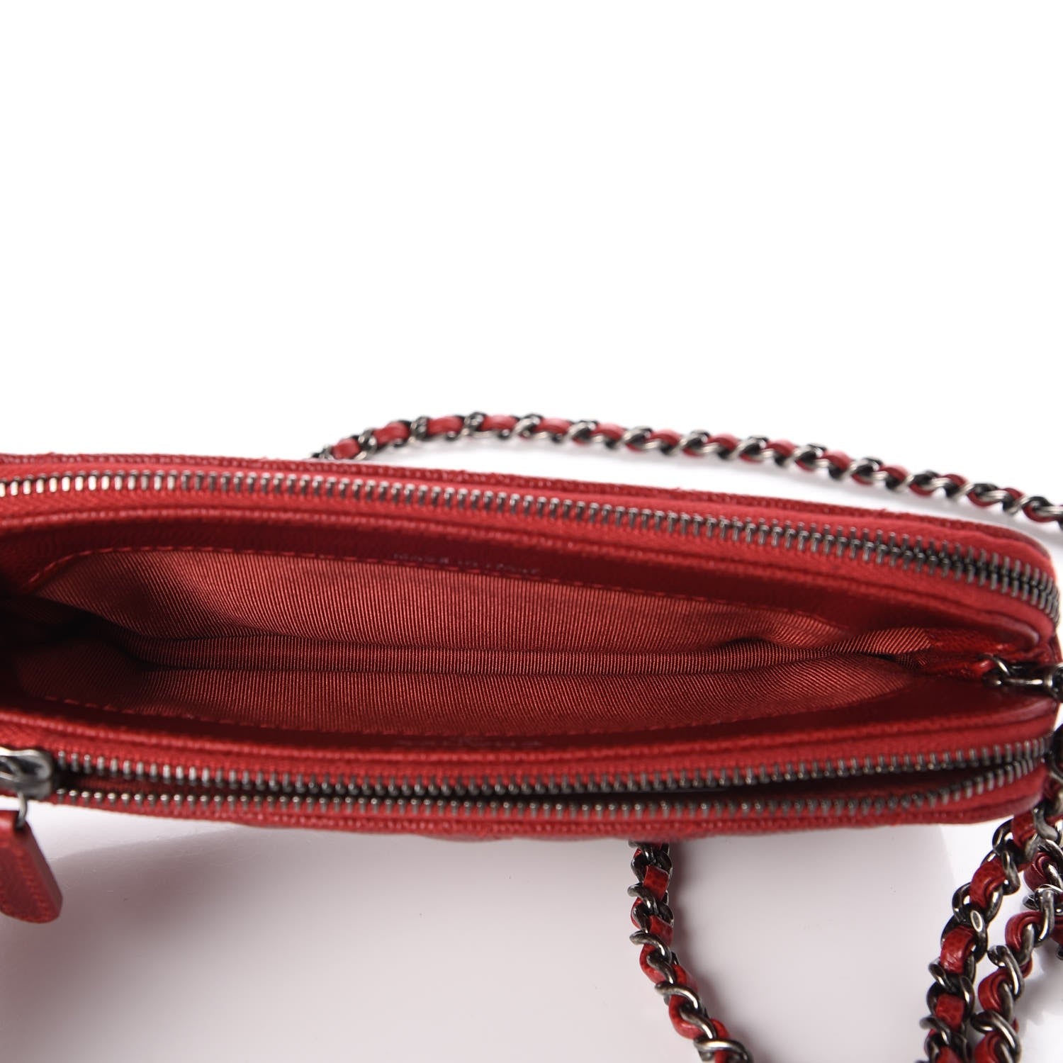 Chanel Caviar Quilted Small Clutch With Chain Red 8 of 11