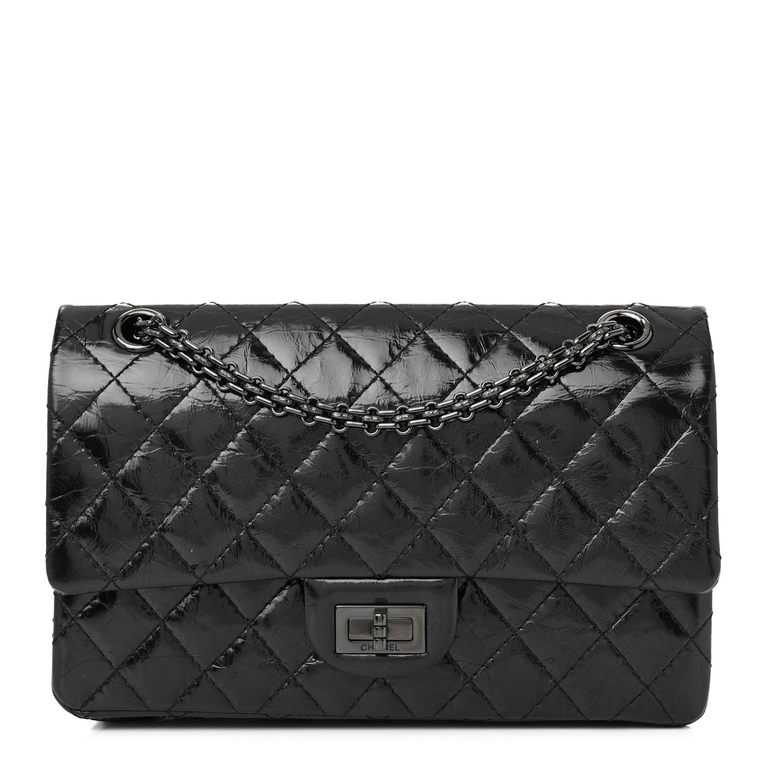 Chanel Glazed Aged Calfskin Quilted 2.55 Reissue 225 Flap So Black 1 of 11