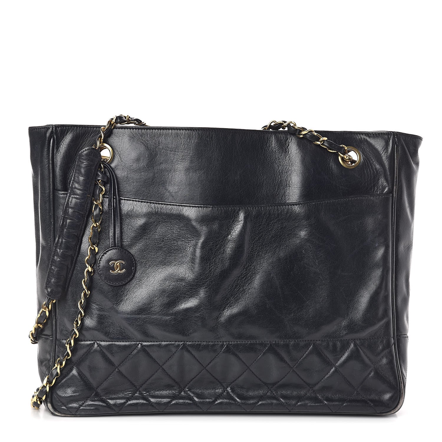 Chanel Lambskin Shopping Tote Navy 1 of 11