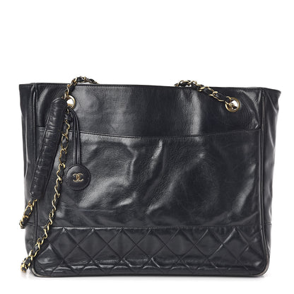 Chanel Lambskin Shopping Tote Navy 1 of 11