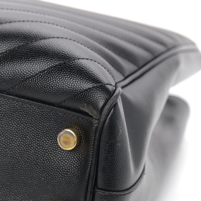Saint Laurent Grain De Poudre Matelasse Chevron Monogram Shopping Bag Black 19 of 20