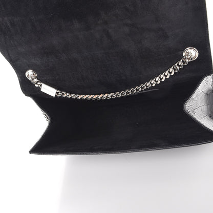Saint Laurent Calfskin Crocodile Embossed Medium Classic Monogram Kate Tassel Satchel Black 5 of 8