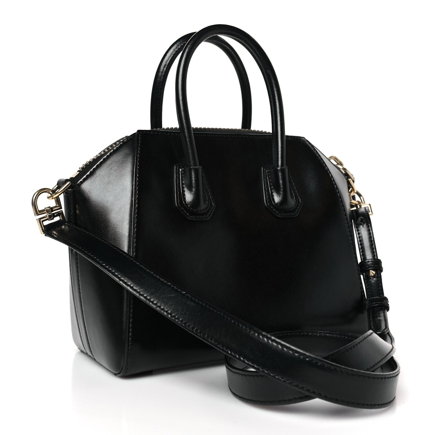 Shiny Lord Calfskin Mini Antigona Black