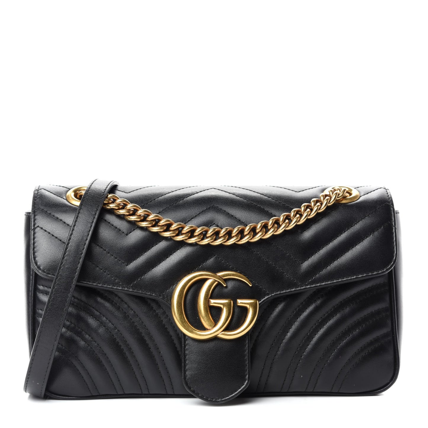 Calfskin Matelasse Small GG Marmont Shoulder Bag Black