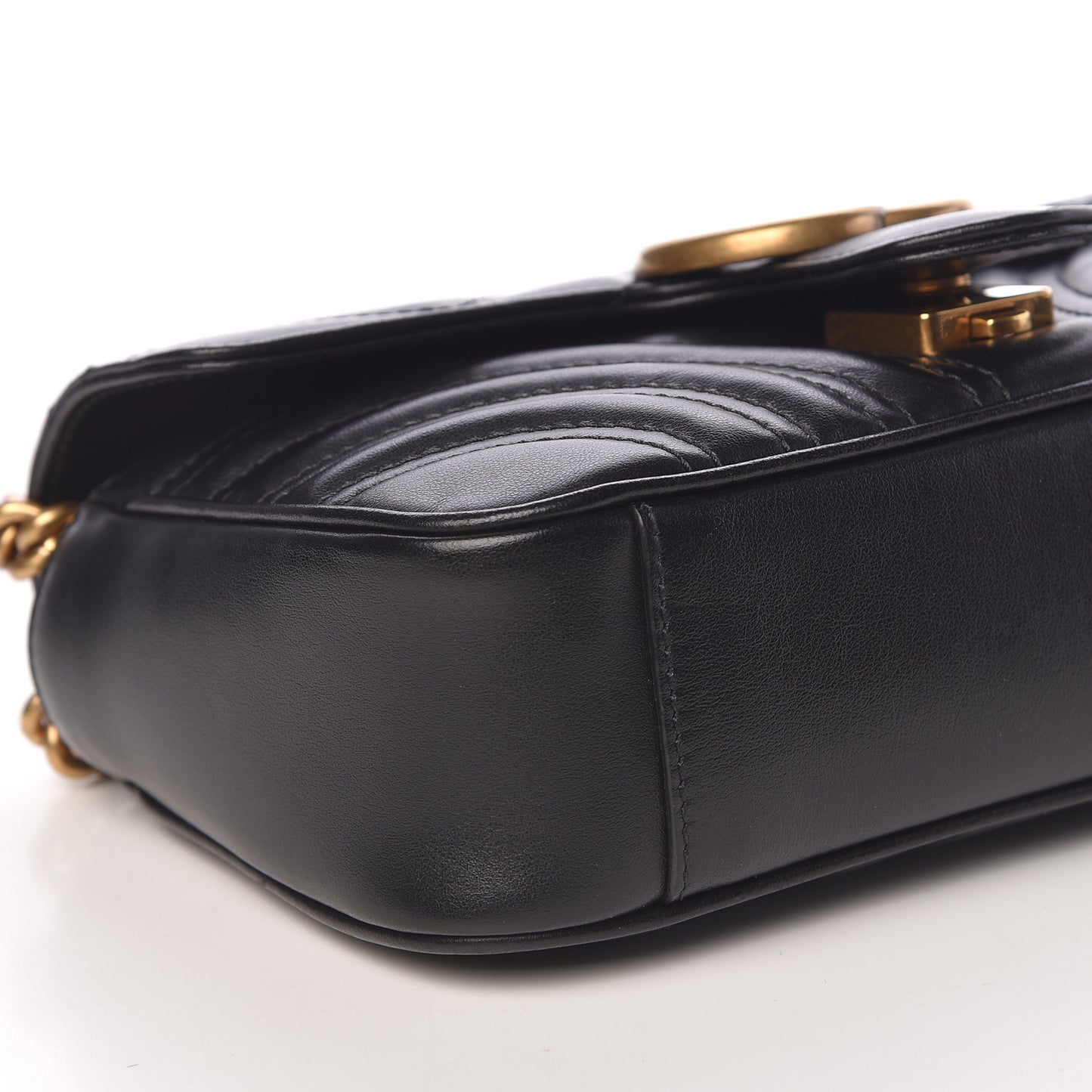 Calfskin Matelasse Mini GG Marmont Shoulder Bag Black