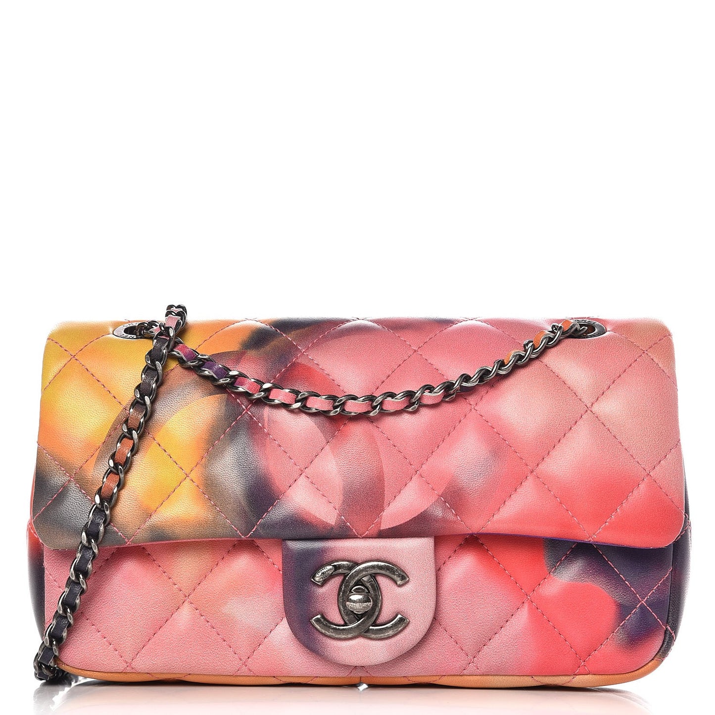 Printed Lambskin Quilted Small Flower Power Flap