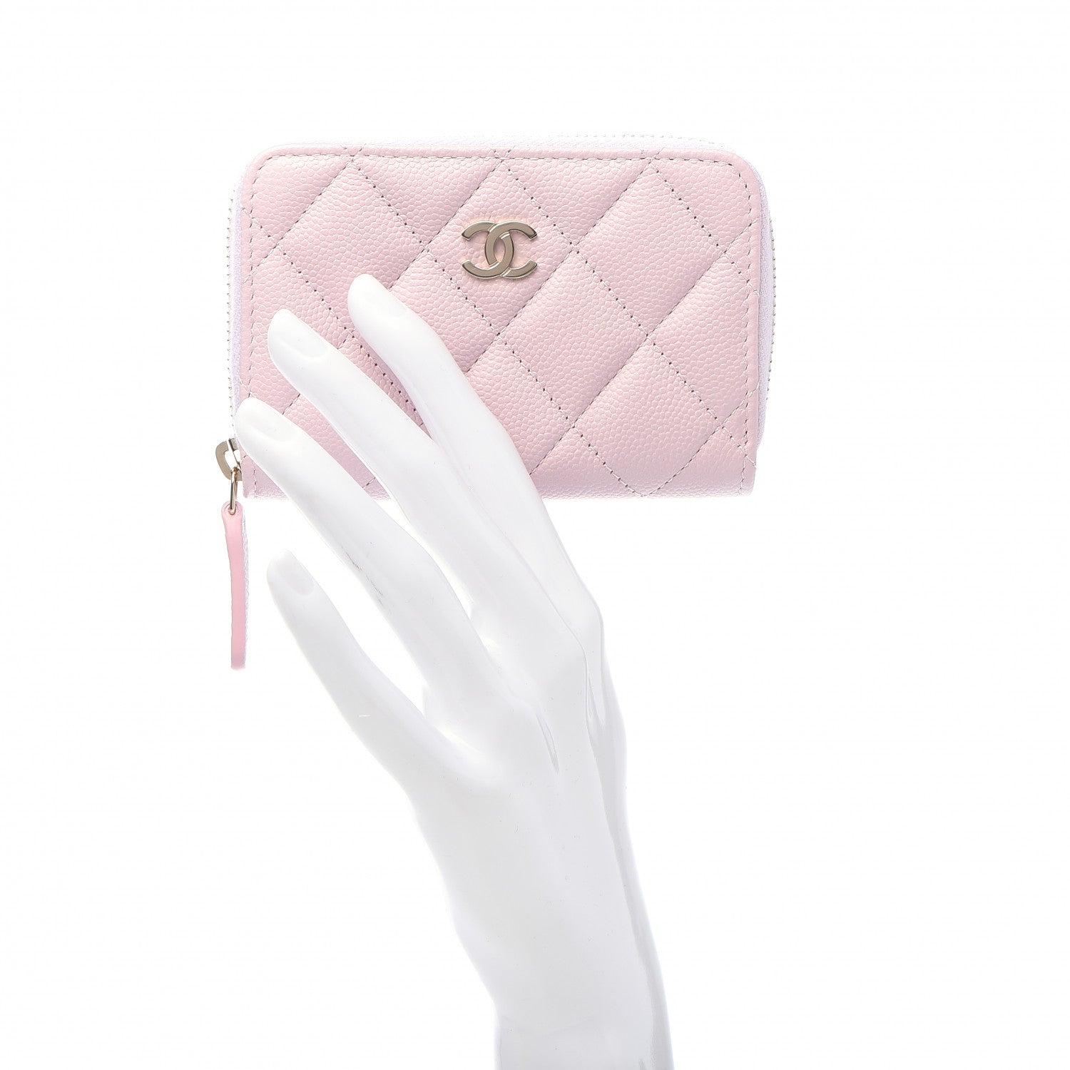 Chanel Caviar Quilted Zip Coin Purse Light Pink 2 of 9
