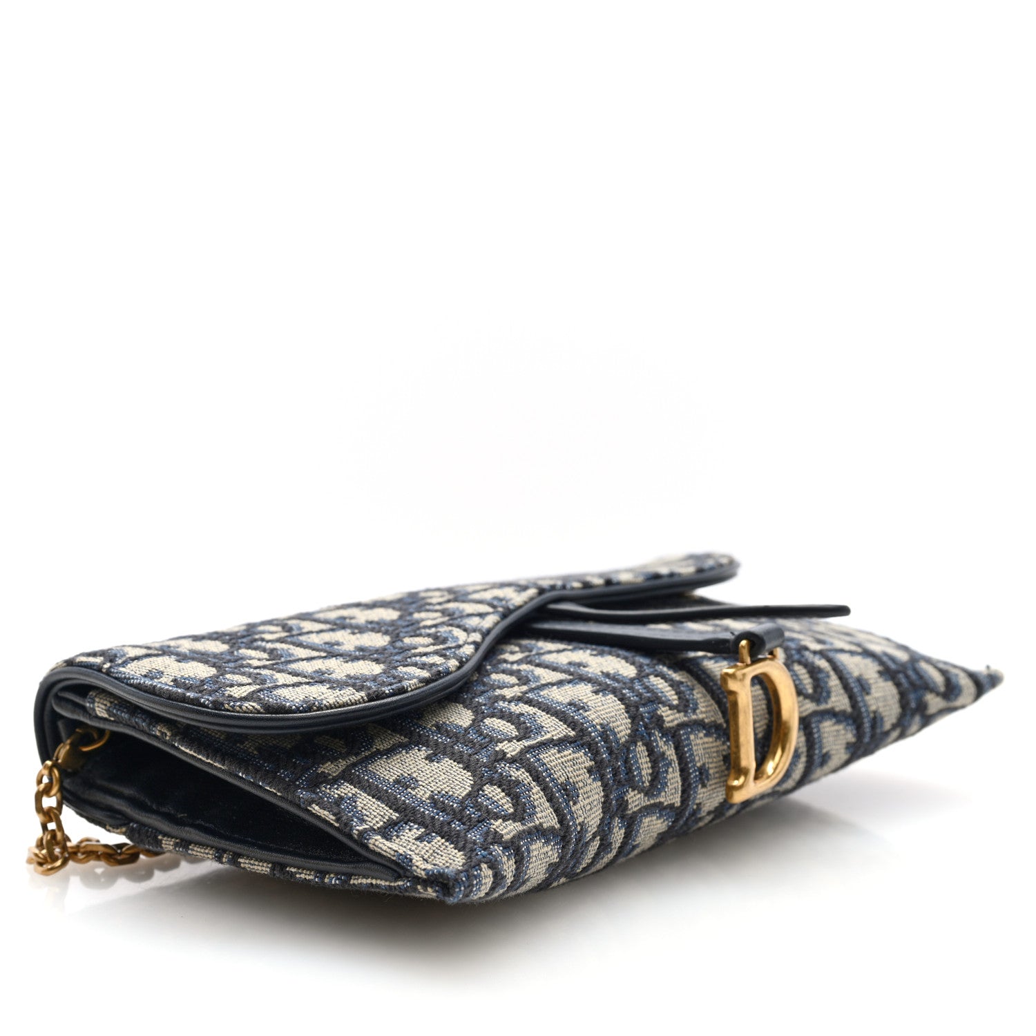 Christian Dior Oblique Saddle Chain Long Wallet Blue 4 of 9