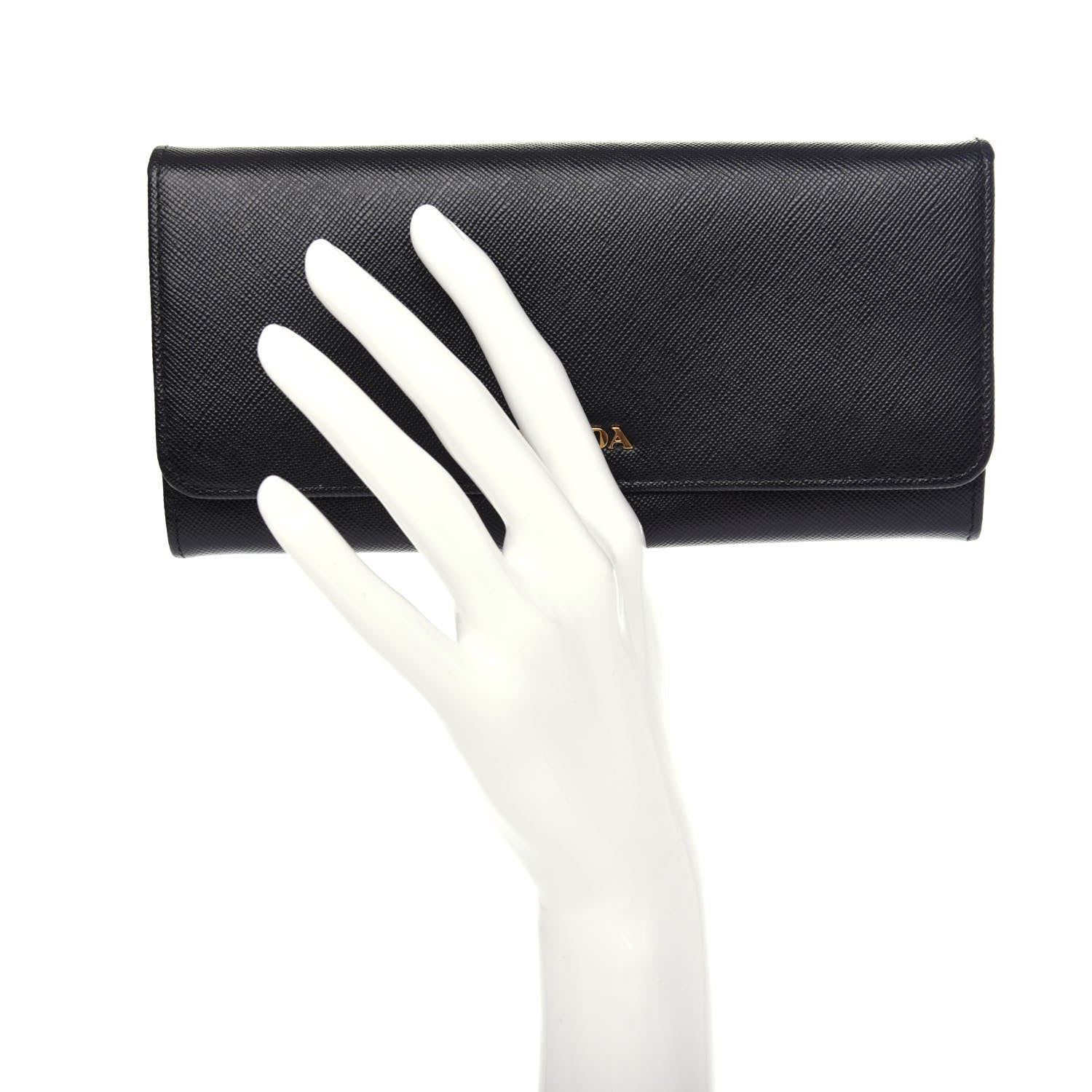 Prada Saffiano Double Wallet Black Fuoco 2 of 8