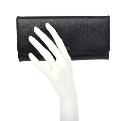 Prada Saffiano Double Wallet Black Fuoco 2 of 8