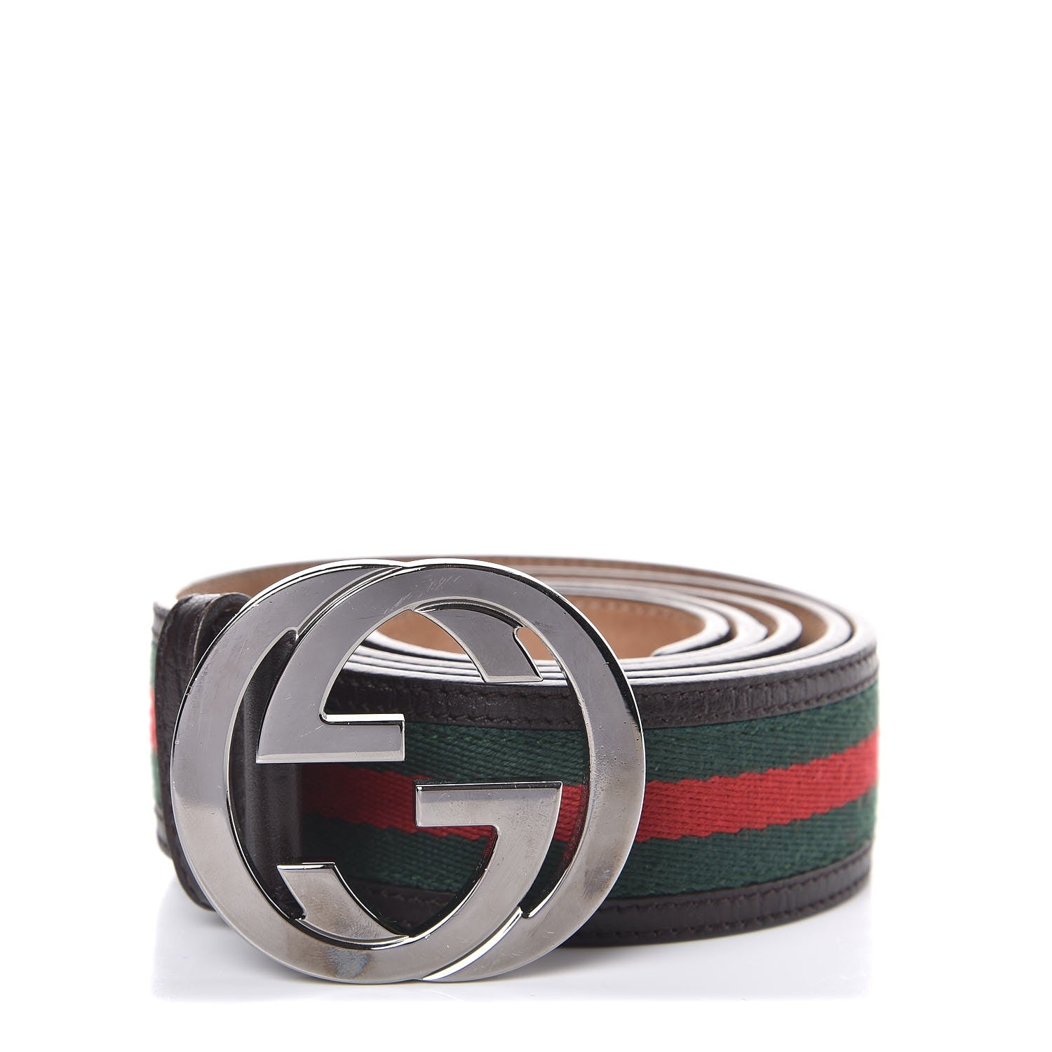 Gucci Calfskin Web Interlocking G Belt 120 48 Dark Brown 1 of 5