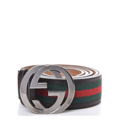 Gucci Calfskin Web Interlocking G Belt 120 48 Dark Brown 1 of 5