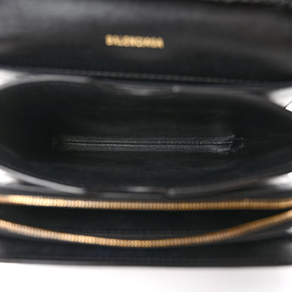 Balenciaga Patent Calfskin Lizard Embossed Small B Crossbody Bag Black 5 of 9