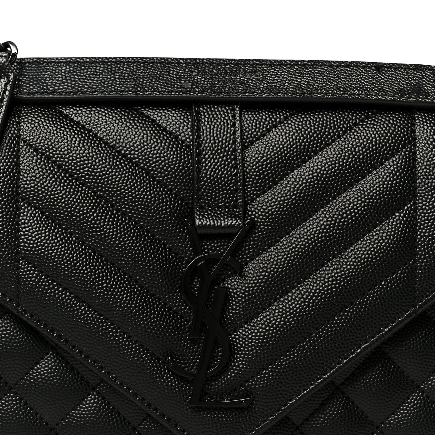 Grain De Poudre Textured Mixed Matelasse Triquilt Medium Monogram Monochrome Satchel Black