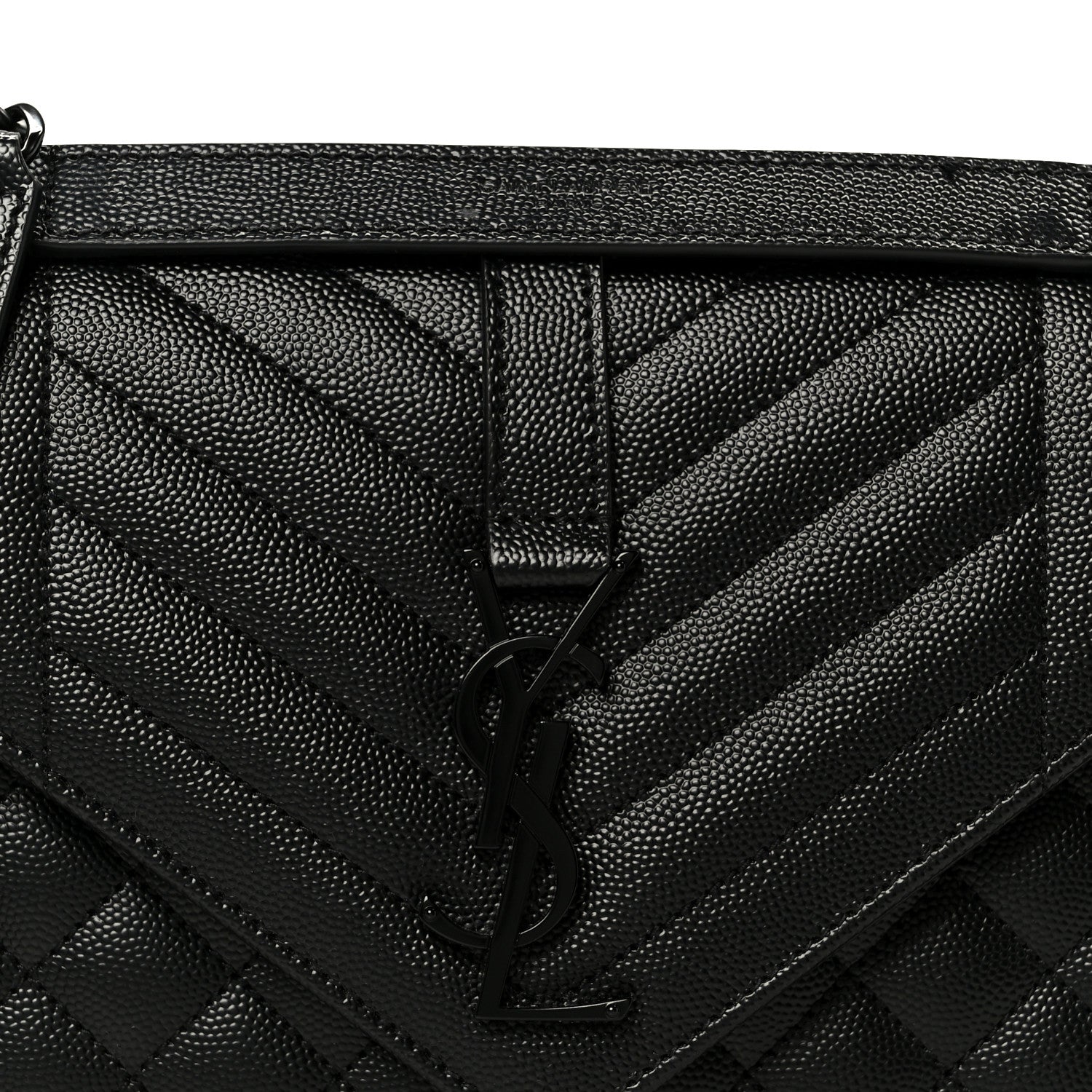 Saint Laurent Grain De Poudre Textured Mixed Matelasse Triquilt Medium Monogram Monochrome Satchel Black 8 of 10