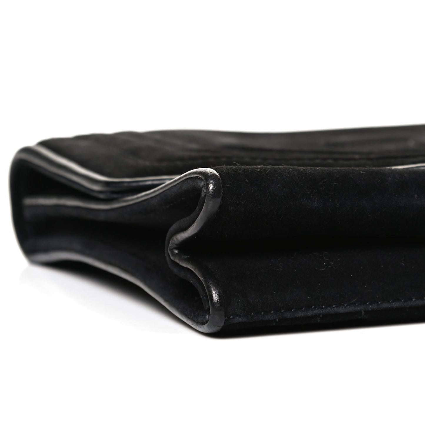 Suede CC Envelope Small Flap Black