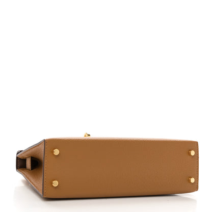 Hermes Chevre Mysore Verso Mini Kelly Sellier 20 Caramel Cacao 4 of 10