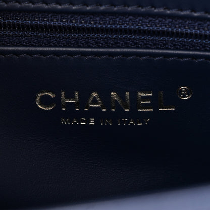 Chanel Shiny Aged Calfskin Quilted Nano Kelly Shopper Dark Blue 6 of 10
