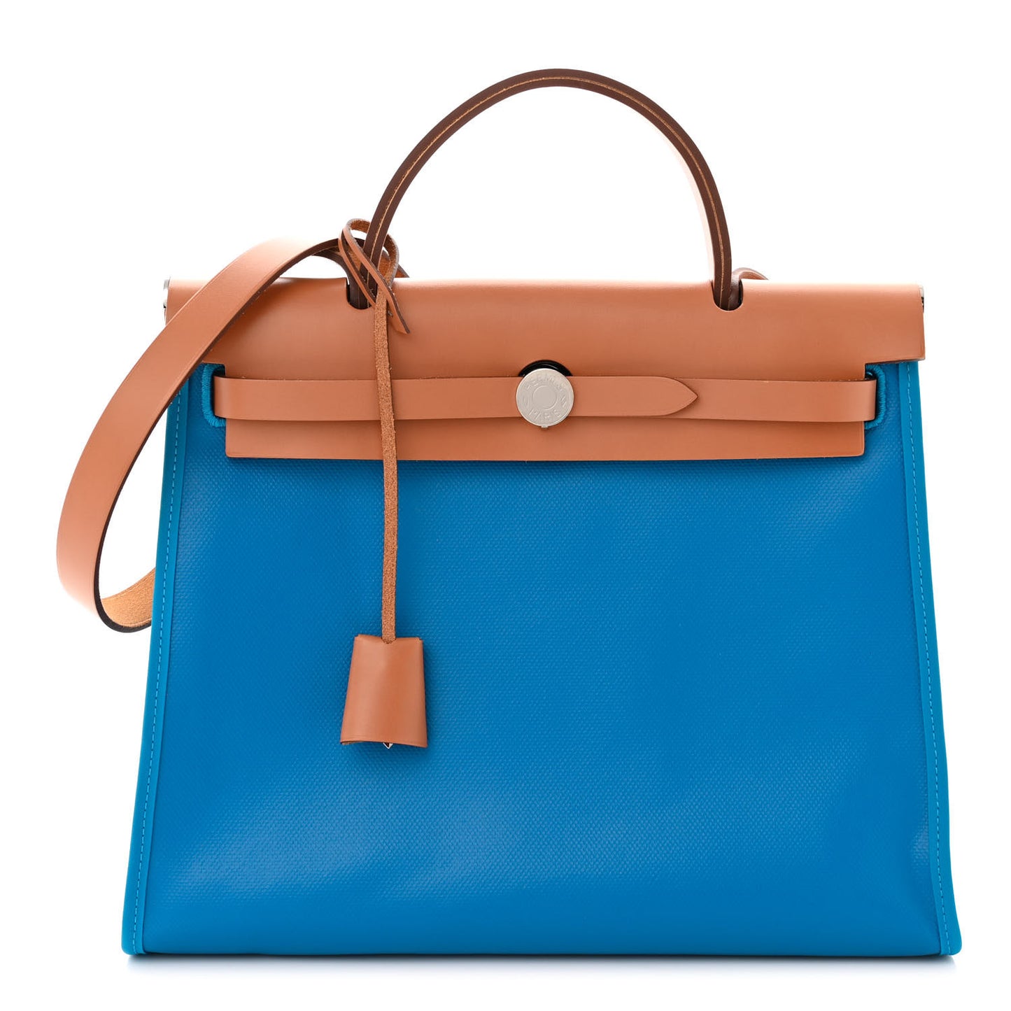 Toile H Berline Vache Hunter Herbag Zip 31 PM Bleu Zanzibar Natural