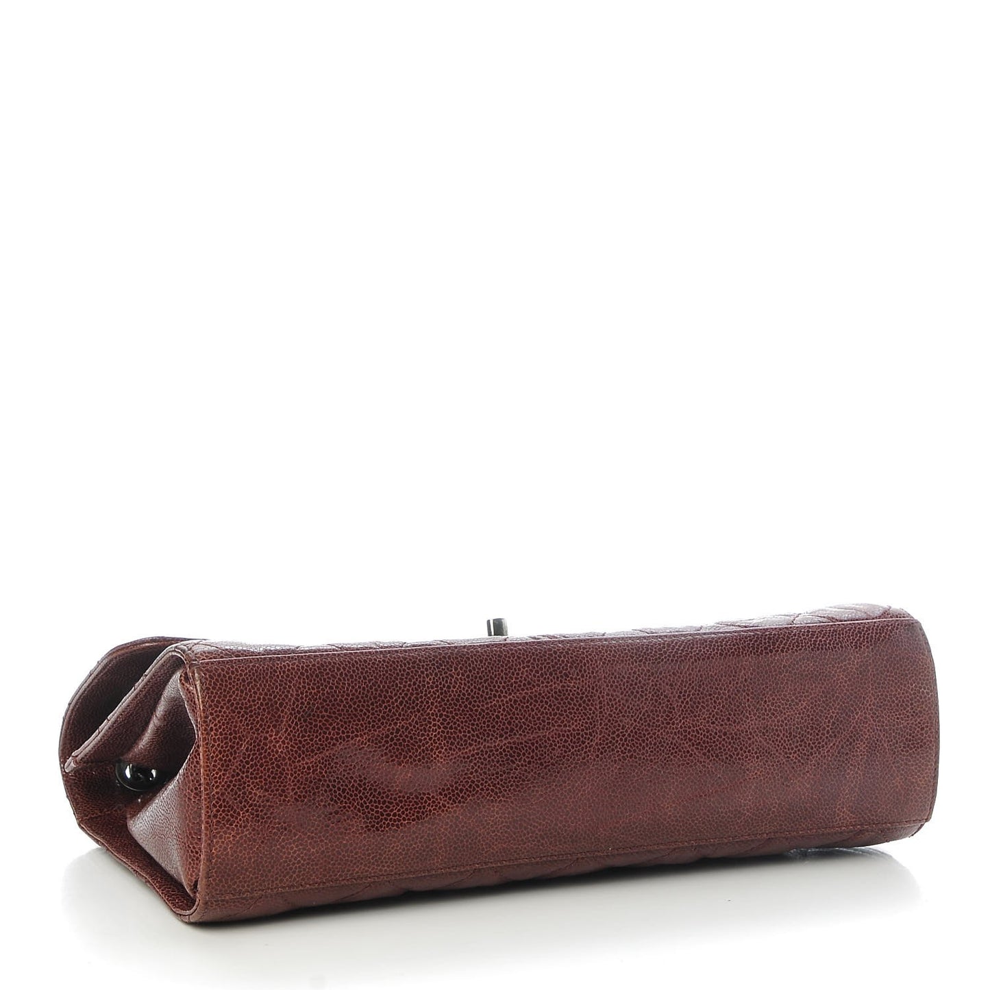 Crumpled Grained Calfskin Jumbo CC Crave Flap Burgundy