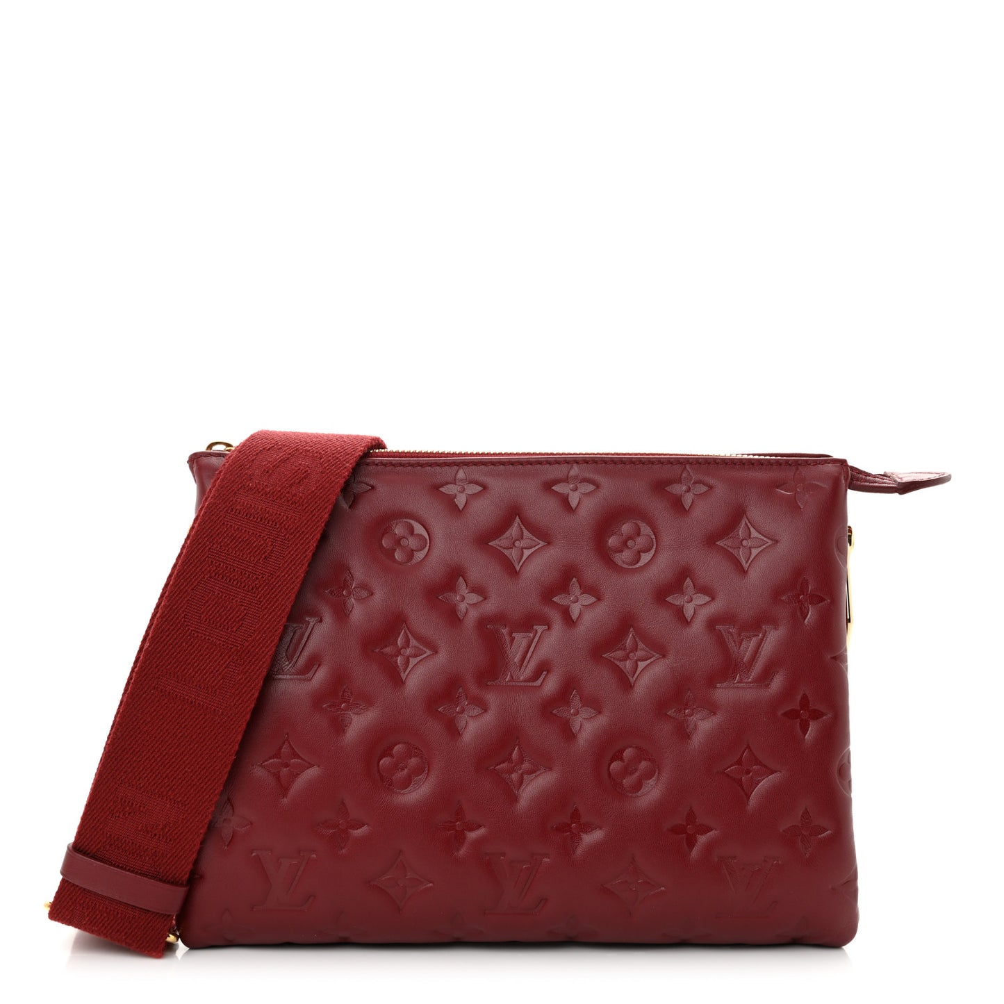Lambskin Embossed Monogram Coussin PM Wine
