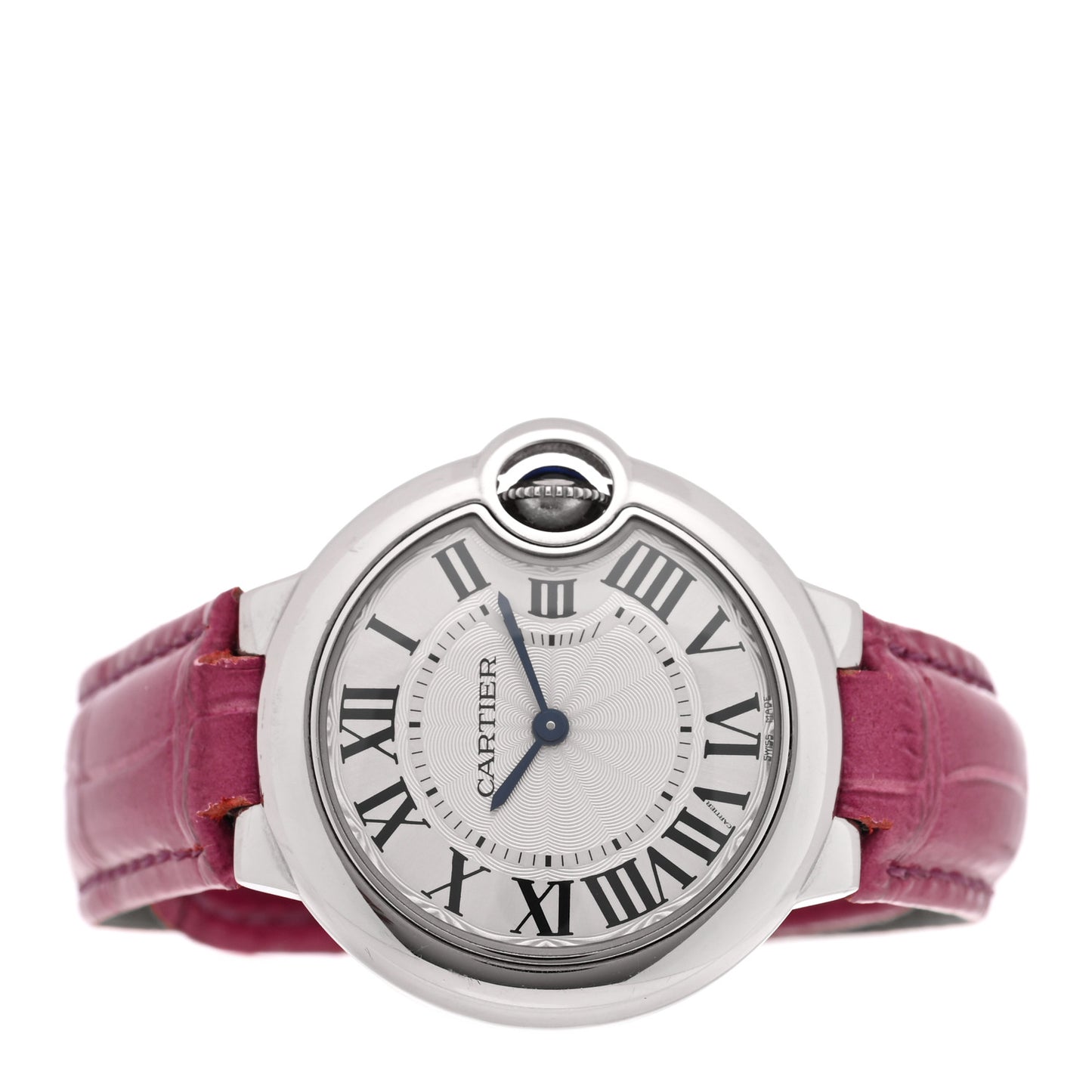 Stainless Steel Alligator 33mm Ballon Bleu De Cartier Quartz Watch Red