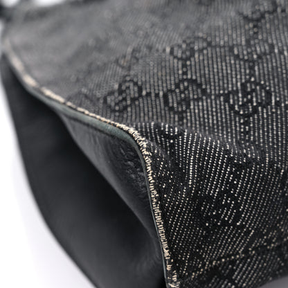 Gucci Denim Monogram Hobo Black 7 of 11